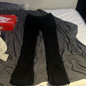 stacked fitted jeans men